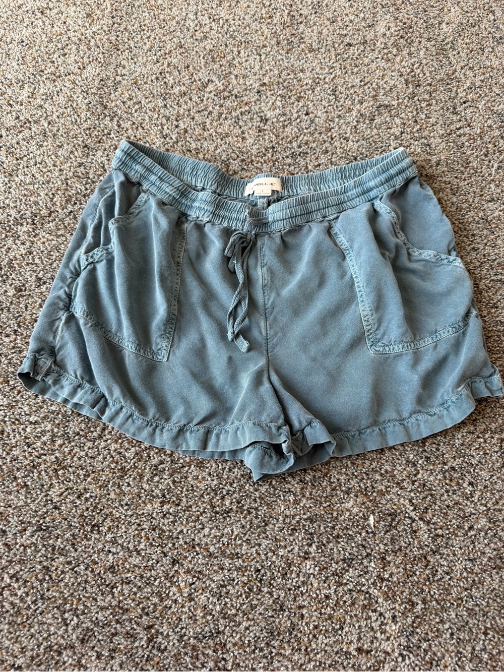 O'Neill Womens Large Blue Washed Pull On Shorts Drawstring Beach Surf Pockets